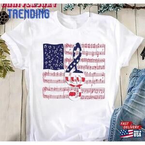 Music Notes American Flag Tshirt Shirt Independence Day